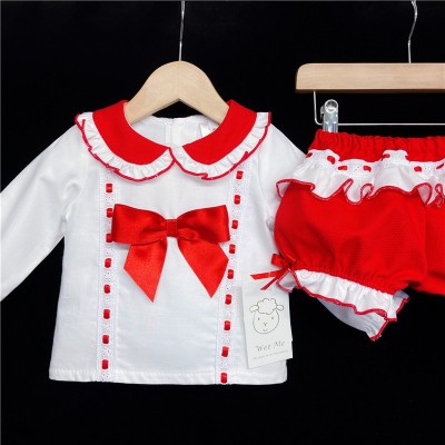 Baby Girls Red Waffle Shorts Set with Blouse "MYD830R"