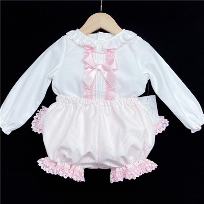 Baby Girls Pink Waffle Shorts Set with Blouse "MYD831P"