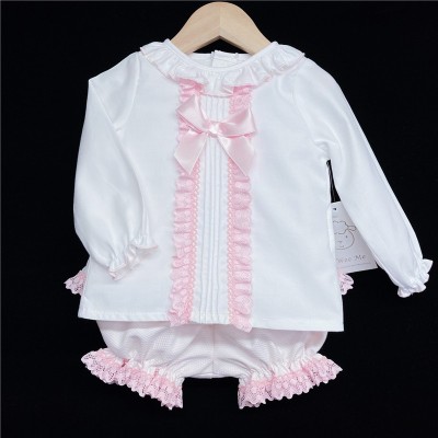 Baby Girls Pink Waffle Shorts Set with Blouse "MYD831P"