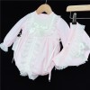 Baby Girls Pink Cream Lacey Outfit with Bonnet "MYD850"