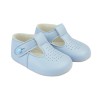 Baby Boys T-Bar & Punch Detail Patent Pram Shoes "B625 Blue"