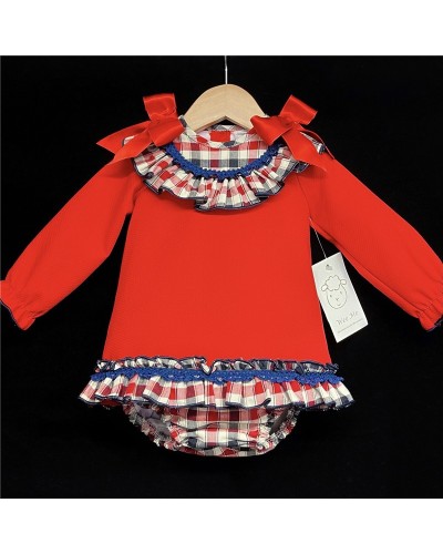 Baby Girls Red Waffle Long...