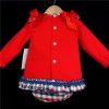 Baby Girls Red Waffle Long Sleeve Dress Set "MYD860"