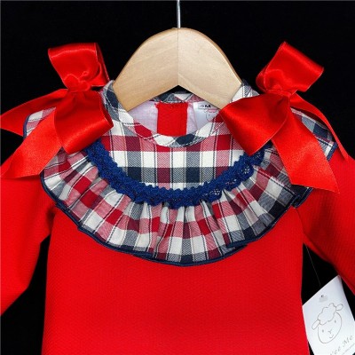 Baby Girls Red Waffle Long Sleeve Dress Set "MYD860"