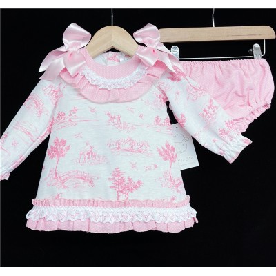Baby Girls Pink Long Sleeve Dress Set "MYD870"