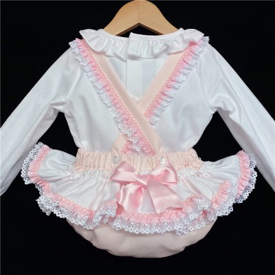 Baby Girls Pale Pink Spotty Romper Set "MYD202P"