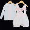 Baby Girls Pink Waffle Dungaree Set "MYD109"