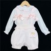 Baby Girls Pink Waffle Dungaree Set "MYD109"