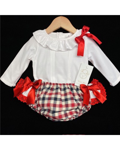 Baby Girls Red Checked Jam...