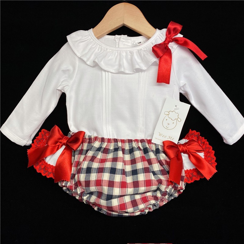 Baby Girls Red Checked Jam Pants Set "MYD200R"