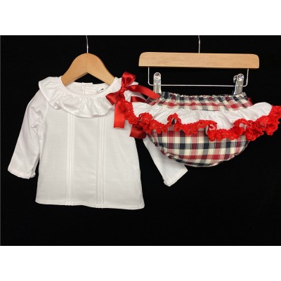 Baby Girls Red Checked Jam Pants Set "MYD200R"