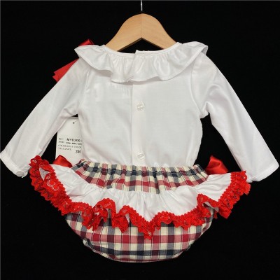 Baby Girls Red Checked Jam Pants Set "MYD200R"