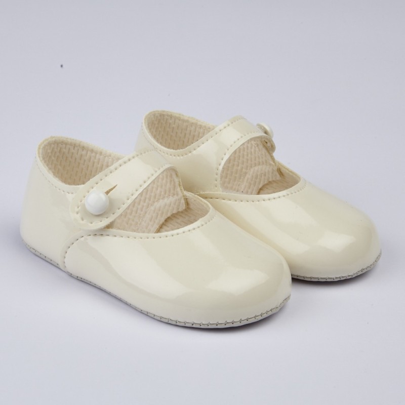 Baby Girls Patent Pram Shoes "B618 Cream"