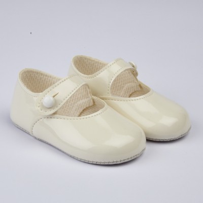Baby Girls Patent Pram Shoes "B618 Cream"