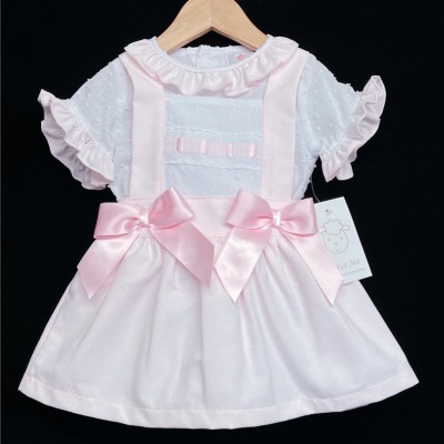 Baby Girls Pink Waffle Pinafore Dress Set "A100"