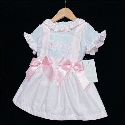 Baby Girls Pink Waffle Pinafore Dress Set "A100"