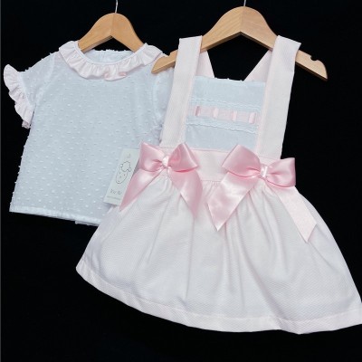 Baby Girls Pink Waffle Pinafore Dress Set "A100"
