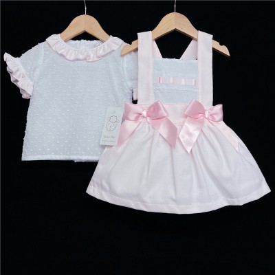 Baby Girls Pink Waffle Pinafore Dress Set "A100"