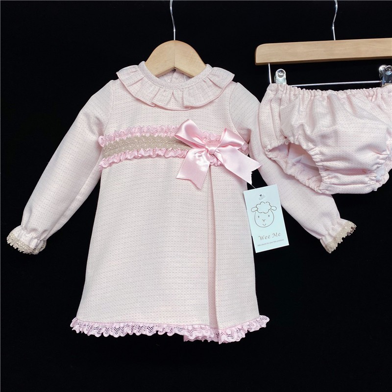 Baby Girls Pink Tweed A Line Dress Set "MYD205"