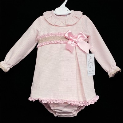 Baby Girls Pink Tweed A Line Dress Set "MYD205"