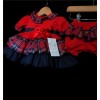 Baby Girls Red Tartan Puff Dress Set "MYD224"