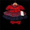 Baby Girls Red Tartan Puff Dress Set "MYD224"