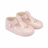 Baby's T-Bar Patent Pram Shoes with Holes "B617 Pink"