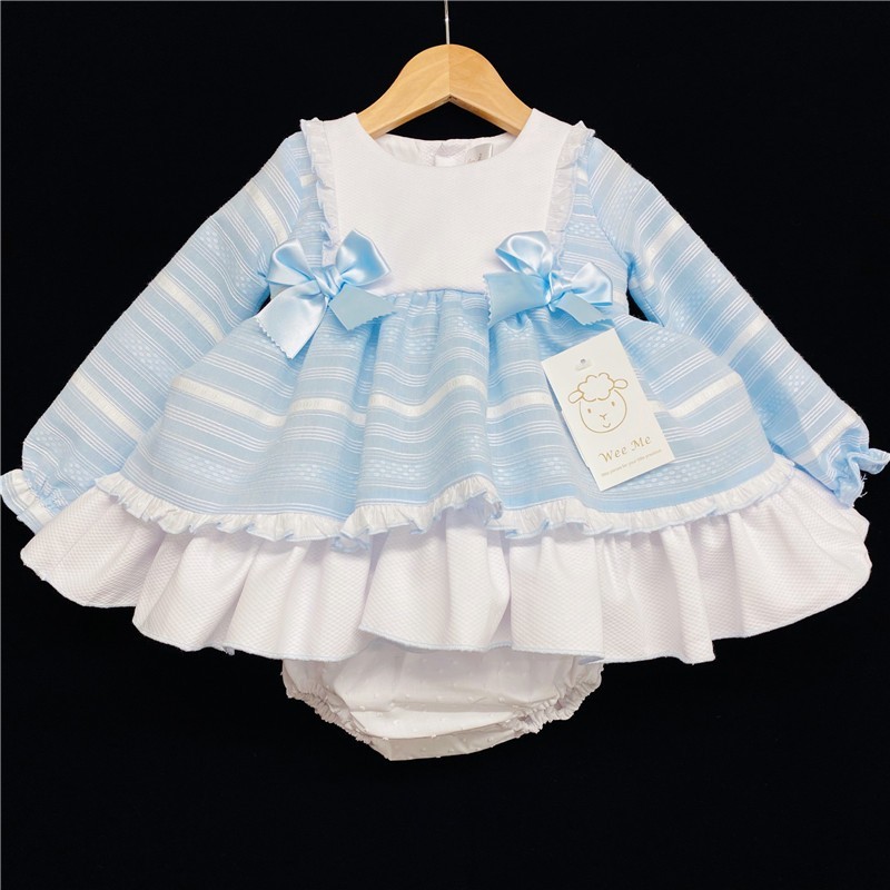 Baby Girls Light Blue Puff Dress Set "MYD237"