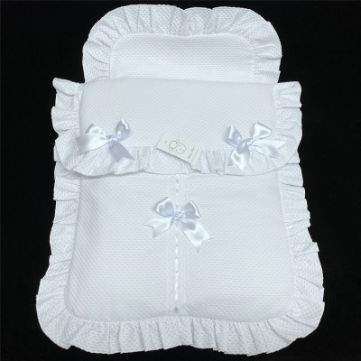 Baby Girl White Waffle Pram Sets "PS02W"