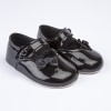 Baby Girls Little Bow Patent Pram Shoes "B616 Black"