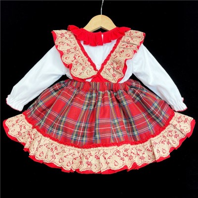 Baby Girls Tartan Pinafore Set "2161 Red"