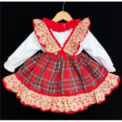 Baby Girls Tartan Pinafore Set "2161 Red"