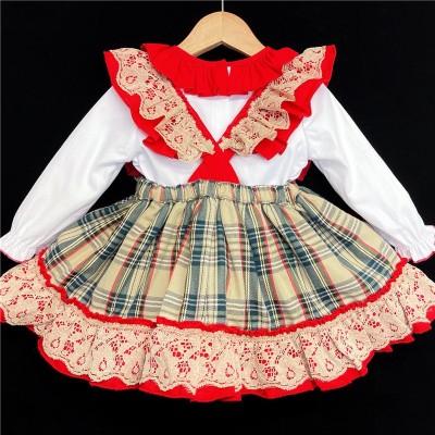 Baby Girl Tartan Pinafore Set "2161 Beige"