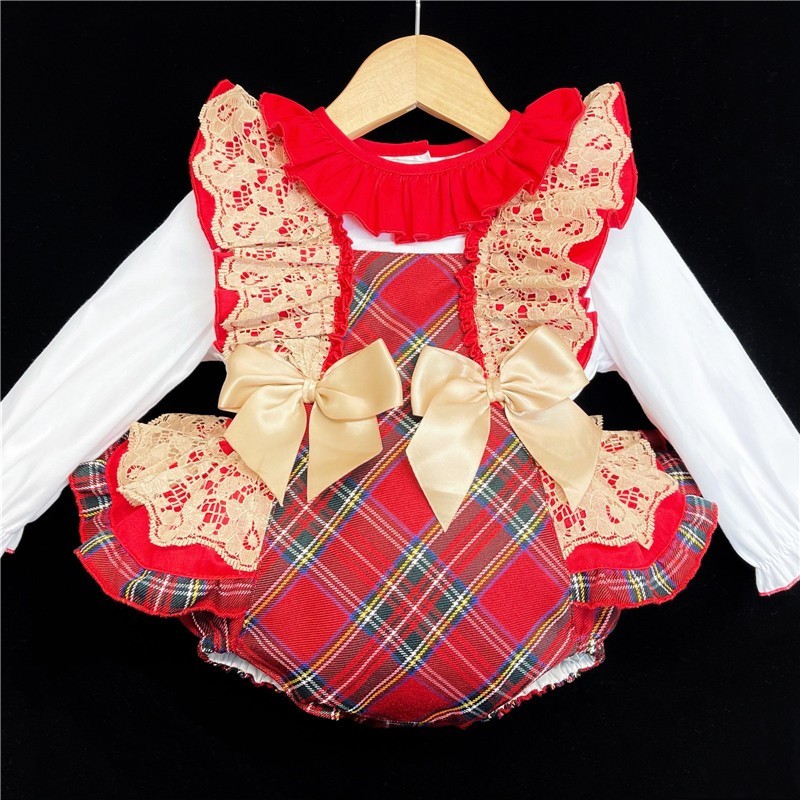 Baby Girls Tartan Romper Set "2165 Red"