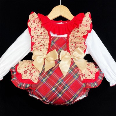 Baby Girls Tartan Romper Set "2165 Red"