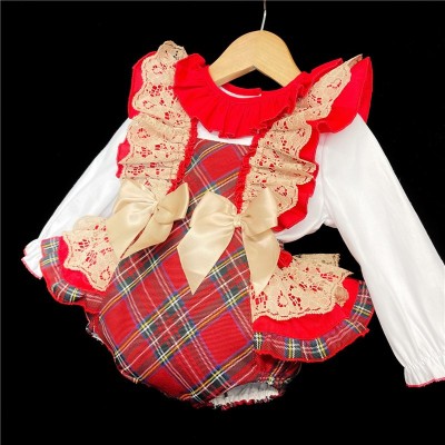 Baby Girls Tartan Romper Set "2165 Red"