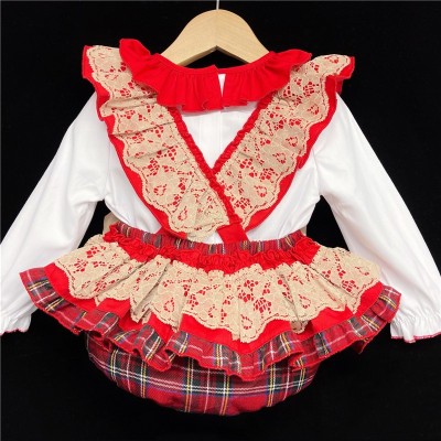 Baby Girls Tartan Romper Set "2165 Red"