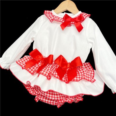 Baby Girls Gingham Skirts Set "MYD823 Red"