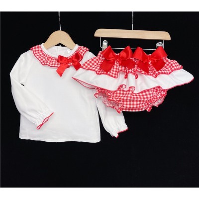 Baby Girls Gingham Skirts Set "MYD823 Red"