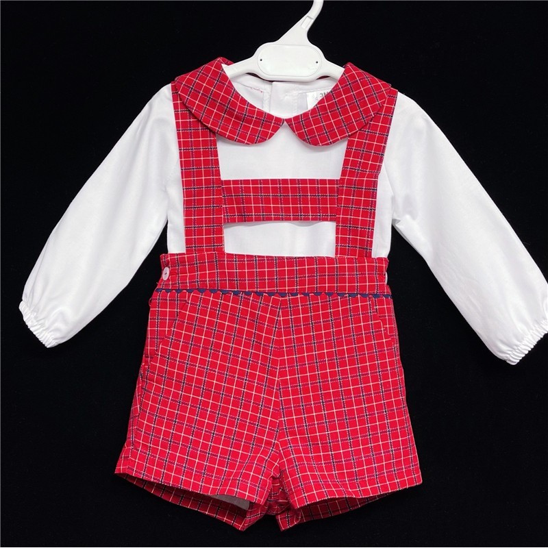 Baby Boy Red Tartan H Strip Outfit "MYD1863"