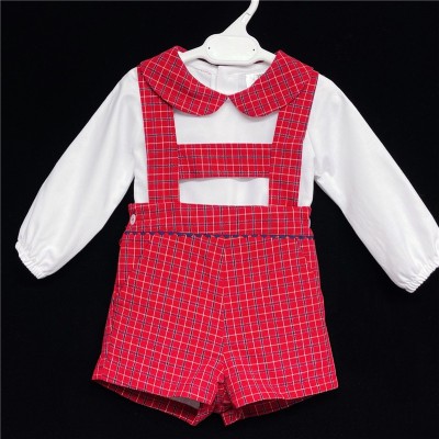 Baby Boy Red Tartan H Strip Outfit "MYD1863"