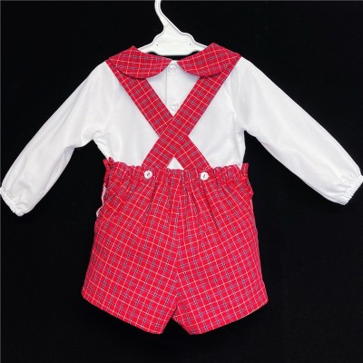 Baby Boy Red Tartan H Strip Outfit "MYD1863"