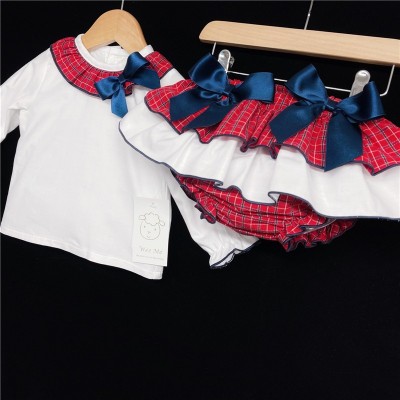 Baby Girls Red Tartan Skirt Set "MYD1864"