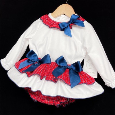 Baby Girls Red Tartan Skirt Set "MYD1864"