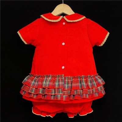 Baby Girls A Line Velvet Tartan Dress "2162"