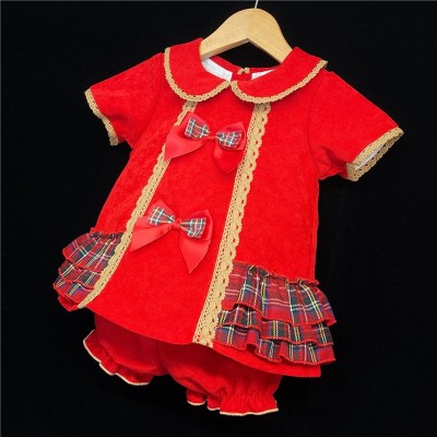 Baby Girls A Line Velvet Tartan Dress "2162"
