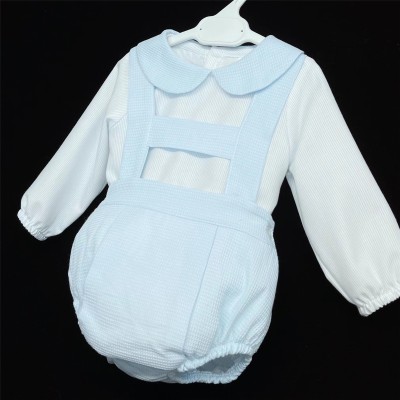 Baby Boys Blue Waffle Shorts Set "LM156"