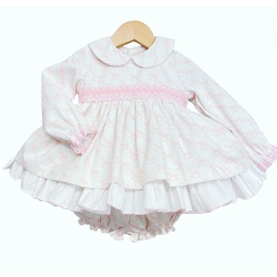 Baby Girls Pink Rocking Horse Puff Dress Set "MYD203"