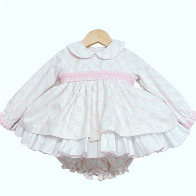 Baby Girls Pink Rocking Horse Puff Dress Set "MYD203"