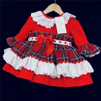 Baby Girl Red Tartan Puff Ball Dress "1821"